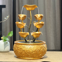 Feng Shui Wealth Water Feature Soothing Sounds Rockery Water Feature Built-in Chinese Design Money Tree Ornament for Living Room, Reception Desk