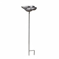 Vintage Aesthetic Cast Iron Bird Feeder Stake Weather Resistant Decorative Garden Stake Flower Shaped Bird Bath for Gardeners, Yard, Patio, Lawn