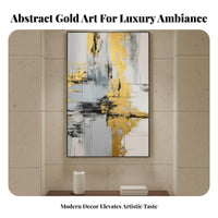 Luxury Design Gold Foil Abstract Art Rich Texture Gold Foil Wall Painting Ready to Hang Abstract Canvas Painting HD Print for Hotel Owners, Interior Designers, Office Managers, Entryway, Hallway, Living Room, Bedroom