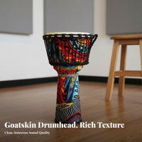 Rope-Tuned Djembe Tunable Percussion Instrument Goatskin Handheld Drum for Beginners, Musicians, Home Rehearsal Concert Performances
