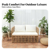 Water-Resistant 4-Piece Woven Seating Group All-Weather Outdoor Furniture Plush pads Patio Lounge Easy to Clean for Homeowners, Families, Business Owners, pool area, Balcony, Garden, rearyard