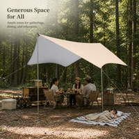 Outdoor Camping Tarp Shelter Sunshade with Thickened Silver/Black Coating for Rain Protection