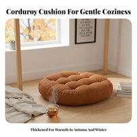 High Resilience Round Floor Cushion Overstuffed Construction Tufted Corduroy Cushion Multi-Purpose for Students, Office Workers, Bay Window