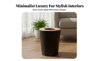 Wood Lid Trash Can Large Capacity Cylindrical Wood Trim Trash Bin Round Minimalist Waste Basket Versatile Small Waste Basket