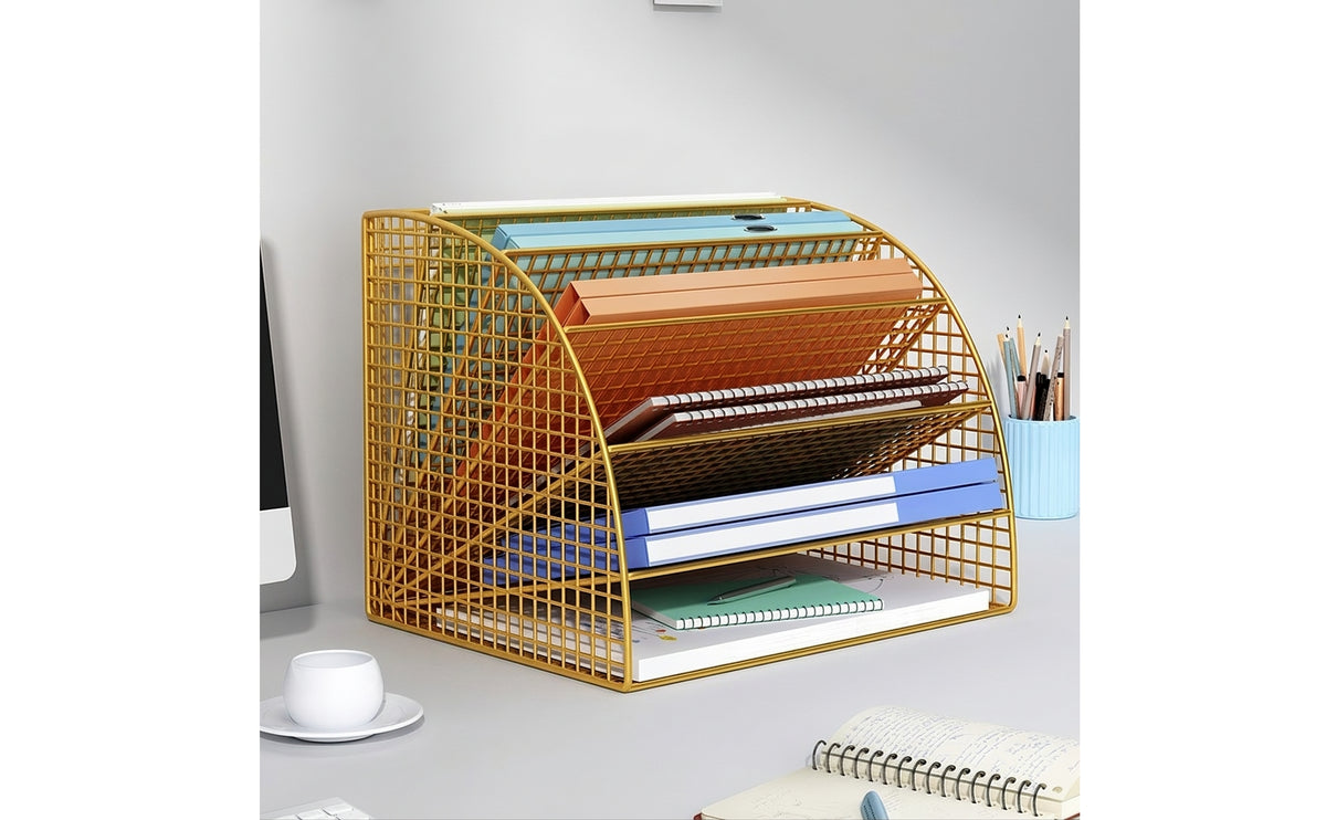 Slanted Wire Mesh Desk Organizer | Desktop, Mesh File Holder, for Office