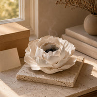 Flower-Shaped Scent Holder Layered Petal Ceramic Flower Burner Textured Ceramic Scent Holder
