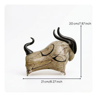 Glass Bovine Tabletop Bull Ornament Artistic Sculpture for Office, Bookshelf