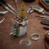 B500K Potentiometer with Switch Compact Guitar Control Pot with Knurled Shaft Threaded for Luthier, Guitarists
