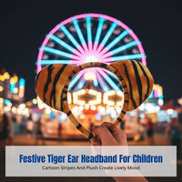 Party Children Tiger Ear Headband, Animal Costume, Soft Plush for Role Play
