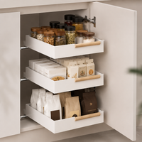 Kitchen Storage, Under Sink Drawer Storage, Slim, Set of 2, White, Side Mount Type