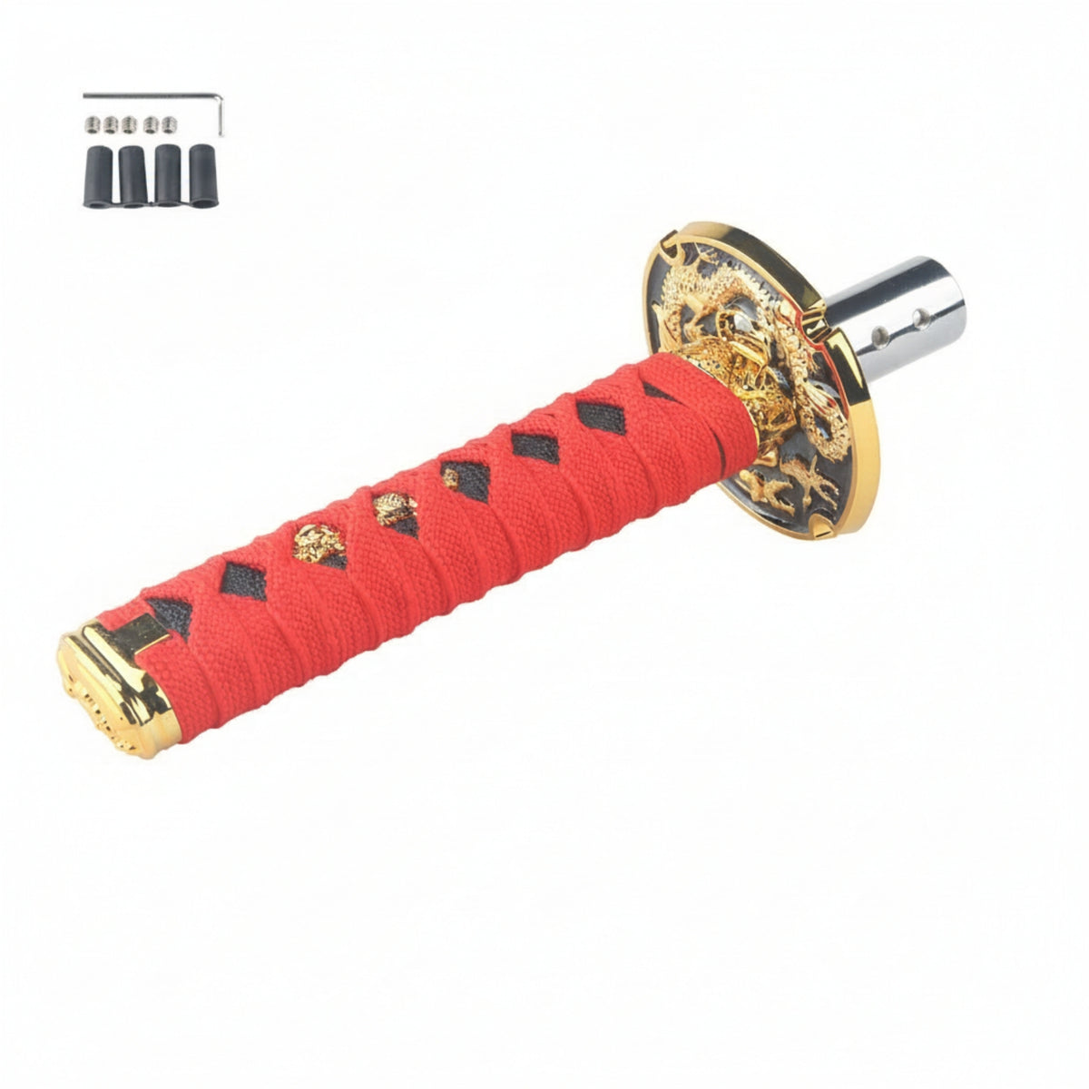 Woven Texture Manual Gear Knob Metal Sleeve Wrapped Shifter Knob Installation Kit Car Accessory Decorative for Most Vehicles