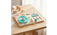 Early Education Child-Centered Driving Simulator Hands-On Learning Wooden Steering Wheel Toy Develops Fine Movement Skills for Preschoolers, Toddlers, Travel