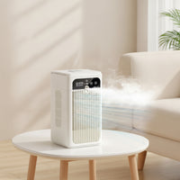 Compact Mini Evaporative Air Cooler Humidifying Desktop Cooler with Water Tank Rechargeable Mist Fan with Digital Display Quiet for Office Workers, Study Desk