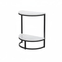 C-Shaped Design dual-level Halfcircular table Modern aesthetic 2-Tier Accent Table Space-Saving Nightstand Movable for Apartment Dwellers, Homeowners, Students, Living Room, Bedroom, Small Spaces, Entryway