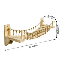 Cat Bridge for Cats with Scratching Surface, Wooden Ladder and Walkway, Wall Mounted Space Saving Indoor Activity for Medium Size Climb Play