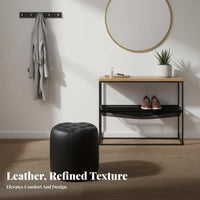 Light Luxury Design Round Upholstered Pouf Multifunctional Low Stool multipurpose Use Vanity Seat Modern Aesthetic for Children, Homeowners, Living Room, Entryway, Bedroom, Small Spaces