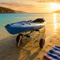 Treaded Wheels Kayak Cart Foam-Padded Handles Wheeled Kayak Cart Securing Strap Watercraft Trolley Triangular Support