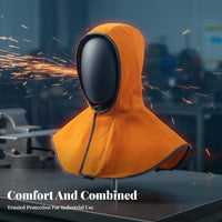 Heat-Proof Proof Metal Joining Hood Fireproof Stitching Cowhide Metal Joining Hood Adjustable Fit for Welders, Metalworkers, Grinding