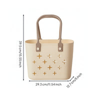 Plastic Storage Basket Hollow-out Plastic Basket with Handles Handheld Storage Tote Multi-Purpose Portable Carrier Organizer