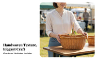 Portable Imitation Rattan Basket Multi-Purpose Fruit Picking Basket Multipurpose Wicker Design Shopping Tote Sturdy Handles for Picnickers, Homemakers, Supermarket, Outdoor, Gardening, Garden