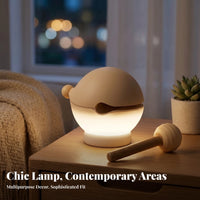 Minimalist Wooden Tabletop Night Light Soft Glow Wooden Aquatic Night Light Rounded Aquatic Shaped Lamp
