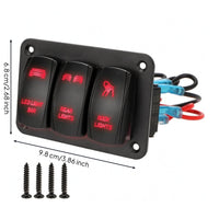 12-24V Marine Rocker Switch Panel Blue Labels 3-Gang Rocker Switch Panel Rounded Corners Electrical Accessory
