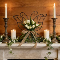 Ready to Hang Butterfly Flower Wreath Rustic Accent Butterfly Wireframe Wreath Long-Lasting Farmhouse Door Decor Fade-Resistant for Mothers, Mantelpiece