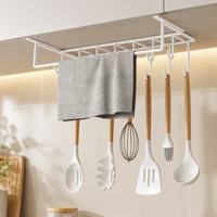 Kitchen Roll Holder for Kitchen, Modern Paper Roll Holder No Drilling, Hanging Kitchen Shelf for Pot Lids, Under-Cabinet Shelf