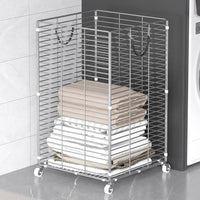 Large Capacity Stainless Steel Laundry Hamper Easy to Move Rolling Laundry Basket Metal Construction Mobile Clothes Storage Rack Rust Resistant for Bathroom, Bedroom