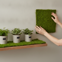 Artificial Moss Mat for Micro Landscape and Bonsai Decor, Flocked Green Moss Turf