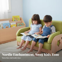 Educational Type Two-Seater Reading Couch Soft and Comfy kids' Sofa Skin-Friendly Upholstery children's Furniture Washable Cover for Toddlers, Parents, Educators, Kindergartens, Daycares, Nurseries, Playrooms