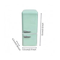 Dollhouse Refrigerator Interior Light Dollhouse Fridge Silver Handles 1:12 Scale Fridge