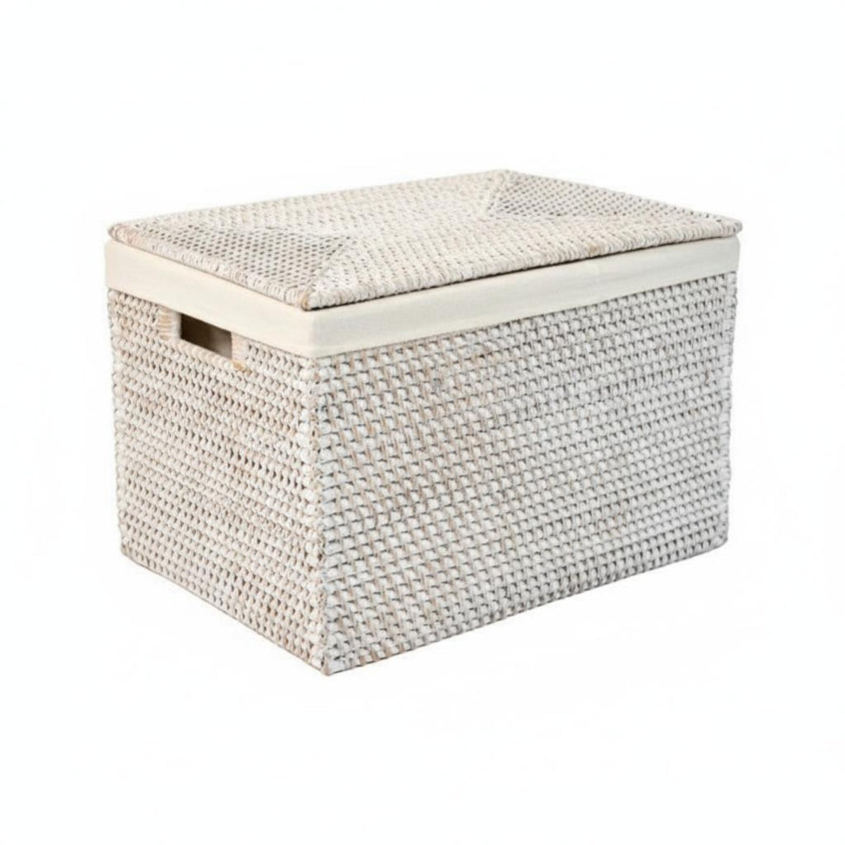 Lidded Clothes Hamper Handwoven Woven Cylinder Hamper with Lid Aged Finish