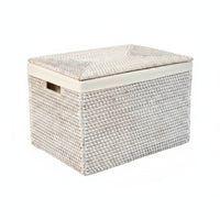 Lidded Clothes Hamper Handwoven Woven Cylinder Hamper with Lid Aged Finish