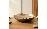 Shallow Fruit Tray Hammered Tray with Scalloped Rim Irregular Bowl with Scalloped Edge Rustic for Tabletop