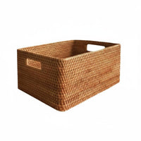 Woven Rattan Basket Multi-Purpose Rectangular Wicker Storage Container