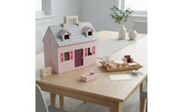 Wooden Dollhouse Accessories  Foldable Dollhouse Playset Water-Based Paint Pretend Play Toy for Girls, Young Children, Playroom, Bedroom