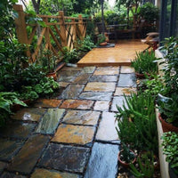 Irregular Stepping Stones Garden, Multi-Color Stone Slabs for Garden Pathways, Weather Resistant Outdoor Paving, Slip Resistant Lawn Stepping Stones
