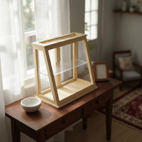 Clear Acrylic Panels 1/12 Scale Display Cabinet Wooden Frame Dollhouse Display Cabinet Opening Doors Dollhouse Bakery Case Exquisite Details for Hobbyists, Collectors, Miniature Scene, Craft Projects