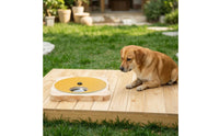 Wooden Feeding Board with Bowl Compact Rotatable Pet Feeder Low-Profile Slow Feeder for Home, Patio