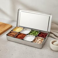 Stainless Steel Condiment Box Easy to Clean Multi-Compartment Seasoning Box Seasoning Tray with Inserts Wide Mouth Kitchen