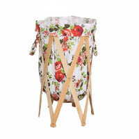 Foldable Laundry Hamper Large Capacity Wooden Laundry Basket Removable Liner Home Organizer for Bedroom
