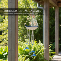 Mediterranean Style Wooden Sailboat Wind Chime Decor
