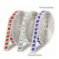 3 Pieces Self Sticky Rhinestone Strip Faceted Rhinestone Ribbon with Self Sticky Backing Diamond Trim Tape Sticker for DIY Enthusiasts, Crafters, Gift Wrapping