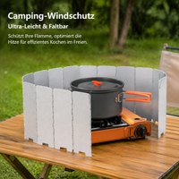 16-Panel Aluminum Alloy Wind Screen, Foldable & Windproof for Outdoor Cooking, Lightweight Camping Shield with Carrying Bag