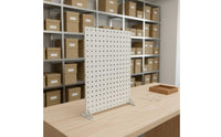 Metal Pegboard Display Stand Portable Metal Pegboard Display Space-Saving Freestanding Perforated Panel for Vendors, Desk