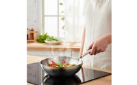 No Coating Stainless Steel Wok All Stovetops Compatible Flat Bottom Wok Even Heat Distribution Uncoated Stir-Fry Pan Warp-Proof Base for Beginners