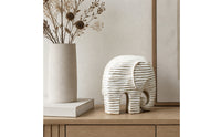 Elephant Figurine Ribbed Elephant Statue Modern Decor for Living Room
