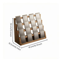 Polished Finished 4-Tier Wooden Card Display Stand Rectangular Base Tiered Card Display Rack Tabletop Multi-Purpose