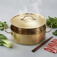 Gold-Colored Hot Pot Thickened Stainless Steel Pot Polished Shiny Finish Cookware Flat Bottom